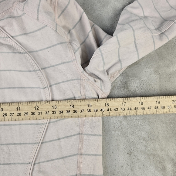 Lululemon Womens Sz 4 Stride Jacket Full Zip Sweater Thumbholes Pink Stripe - Picture 9 of 10